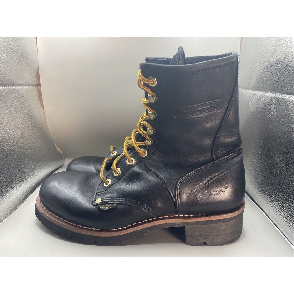 Ad Tec Logger Work Boots Mens 10 M Black Leather Lug Sole 1439 Soft Toe